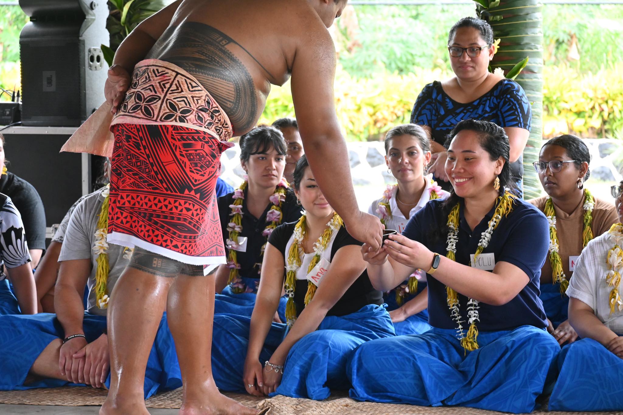 Peace Corps Volunteer Group 93 welcomed by an ava ceremony by the Ministry of Education, Sports and Culture.