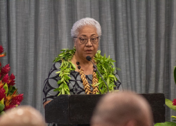 SAUNOAGA A LE PALEMIA, AFIOGA FIAME NAOMI MATAAFA I LE TATALAINA  ALOAIA O LE FONOTAGA O LE ATOA O SAMOA