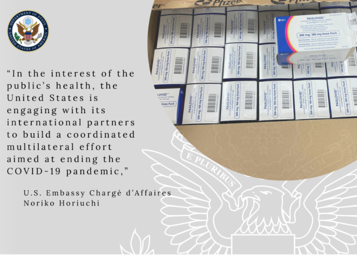 The U.S. Embassy Apia delivered 100 treatment courses of Paxlovid to the Ministry of Health of Samoa.